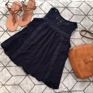Papaya Navy Blue Lace Tank Top